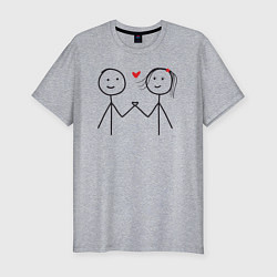Мужская slim-футболка Влюбленная парочка - рисунок