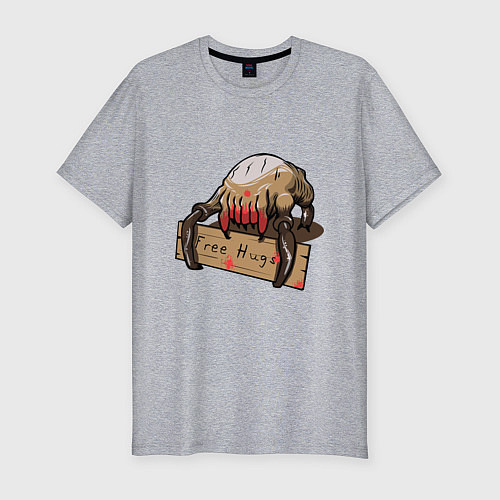 Мужская slim-футболка Hugs from crab / Меланж – фото 1