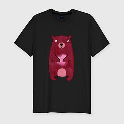 Мужская slim-футболка Бурый медведь с сердцем в лапах, любовь