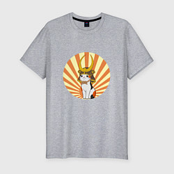 Мужская slim-футболка Котик - самурай