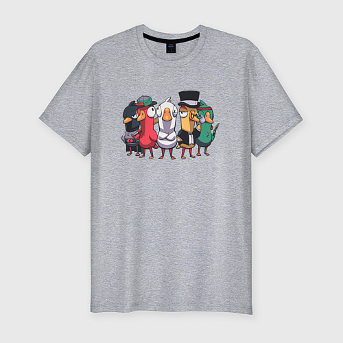 Мужская slim-футболка Моя команда Гусей - Goose Goose Duck / Меланж – фото 1