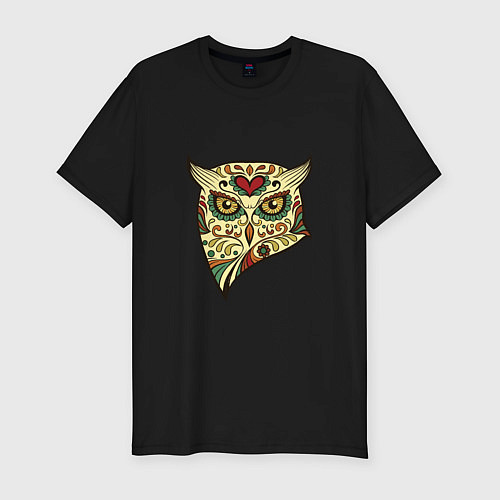 Мужская slim-футболка Owl color / Черный – фото 1