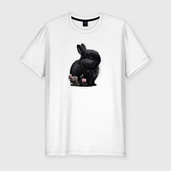 Футболка slim-fit Маленький черный кролик, цвет: белый