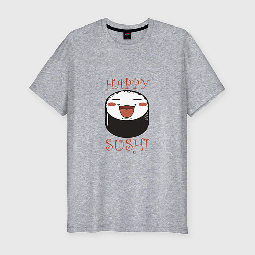 Мужская slim-футболка Smiling sushi / Меланж – фото 1