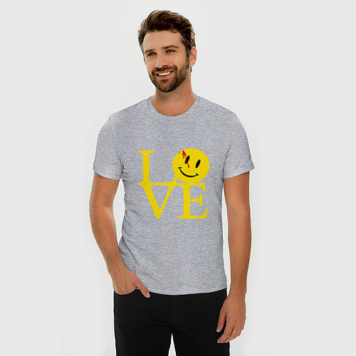 Мужская slim-футболка Smile love / Меланж – фото 3