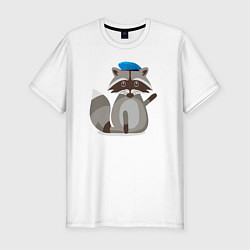 Мужская slim-футболка Боевой енот приветствует