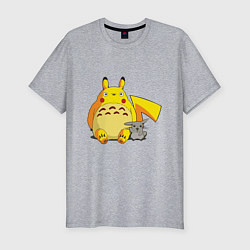 Мужская slim-футболка Pika Totoro