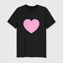 Мужская slim-футболка Большое розовое сердечко