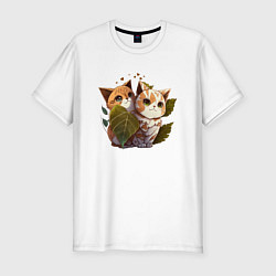 Мужская slim-футболка Котята в лесу из аниме