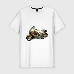 Мужская slim-футболка Золотой мотоцикл