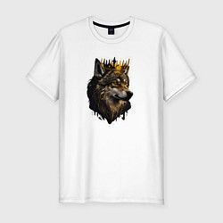 Мужская slim-футболка Волк-царь в короне