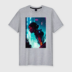 Мужская slim-футболка Синтвейв Cyberpunk 3