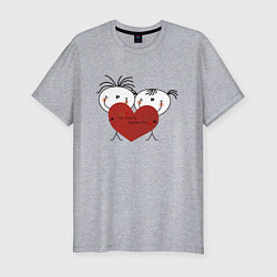 Мужская slim-футболка Два любящих сердца становятся одним