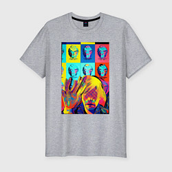 Мужская slim-футболка Andy Warhol and neural network - collaboration