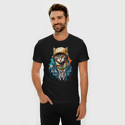 Футболка slim-fit Кот репер, цвет: черный — фото 2