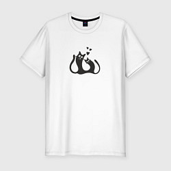 Мужская slim-футболка Влюбленные коты