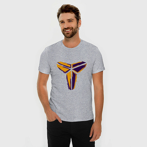 Мужская slim-футболка Kobe logo / Меланж – фото 3