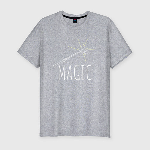 Мужская slim-футболка Magic надпись и волшебная палка / Меланж – фото 1