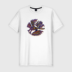 Футболка slim-fit Индейский стилизованный орёл орнаментальный, цвет: белый