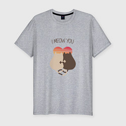Мужская slim-футболка Коты на закате