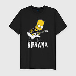 Мужская slim-футболка Нирвана Барт Симпсон рокер