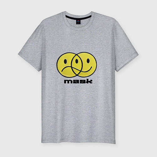 Мужская slim-футболка Два смайлика грустный и весёлый / Меланж – фото 1