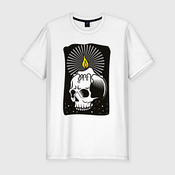 Мужская slim-футболка Тёмный череп-свеча
