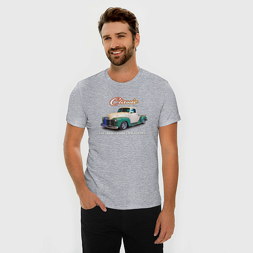Мужская slim-футболка Пикап Chevrolet Thriftmaster 1948 / Меланж – фото 3
