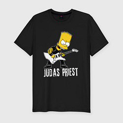 Мужская slim-футболка Judas Priest Барт Симпсон рокер