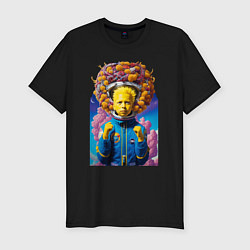 Мужская slim-футболка Барт Симпсон в скафандре - нейросеть - фантазия