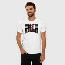 Футболка slim-fit Best manager надпись полукругом, цвет: белый — фото 2