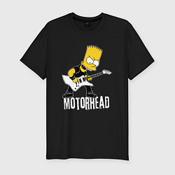 Футболка slim-fit Motorhead Барт Симпсон рокер, цвет: черный