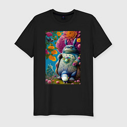 Мужская slim-футболка My neighbor Totoro - neural network - fantasy