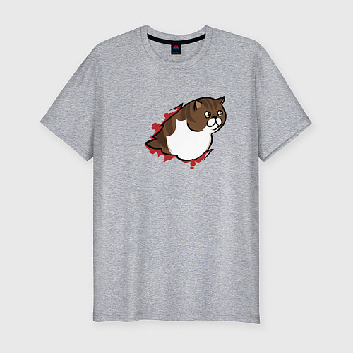 Мужская slim-футболка Чужой кот / Меланж – фото 1