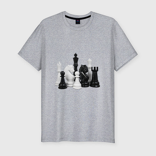 Мужская slim-футболка Фигуры шахматиста / Меланж – фото 1