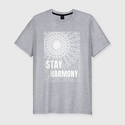 Мужская slim-футболка Stay harmony надпись и мандала
