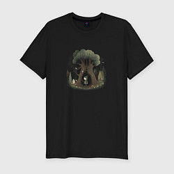 Мужская slim-футболка Пугающий лес