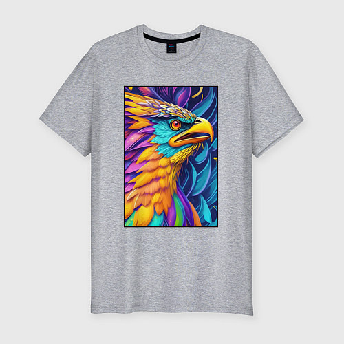 Мужская slim-футболка Птица из фэнтези / Меланж – фото 1