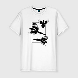 Мужская slim-футболка Сороки в прямоугольнике минимализм