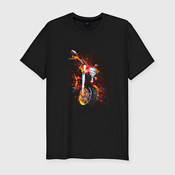 Мужская slim-футболка Огненный мотоцикл