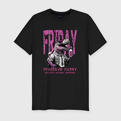 Мужская slim-футболка Pivozavr party / Черный – фото 1