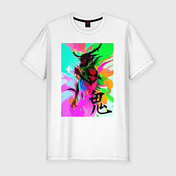 Мужская slim-футболка Демон Они - искусство - Япония