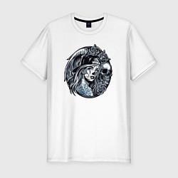 Футболка slim-fit Skull with a girl, цвет: белый