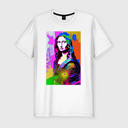 Футболка slim-fit Mona Lisa - Gioconda - pop art, цвет: белый