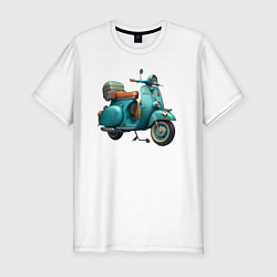 Мужская slim-футболка Ретро скутер