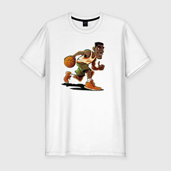 Мужская slim-футболка Мультяшный баскетбол
