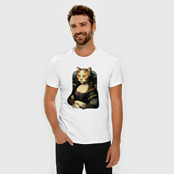 Футболка slim-fit Кошка Мона Лиза, цвет: белый — фото 2