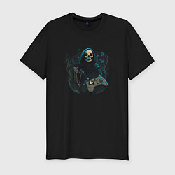 Футболка slim-fit Grim reaper and gamepad, цвет: черный