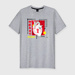 Футболка slim-fit Heart inscription, цвет: меланж