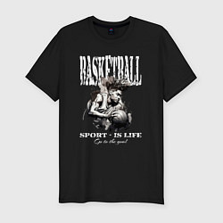 Футболка slim-fit Баскетбол Спорт это жизнь, цвет: черный